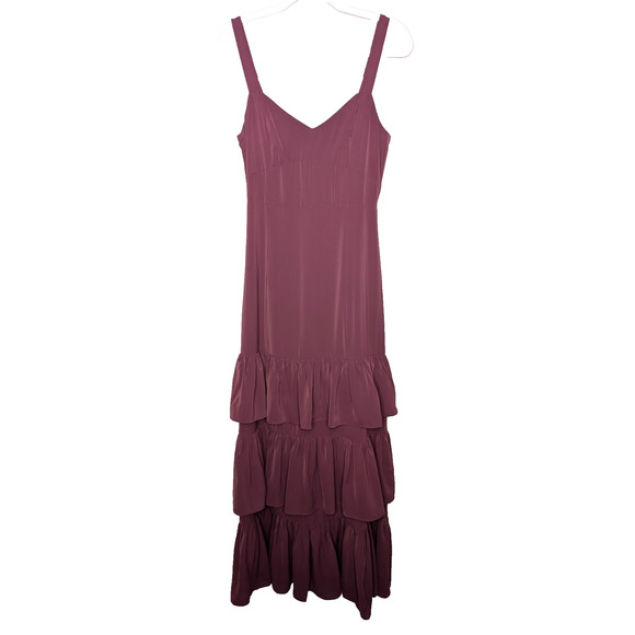 Abercrombie & Fitch Drama Ruffle Tiered Royalcore Chiffon Maxi Dress Purple SM - Picture 2 of 13